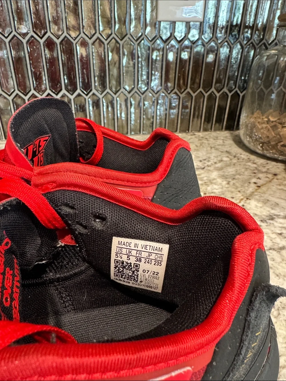 adidas D.O.N. Issue #4 Kids Red and Black Basketball Sneakers